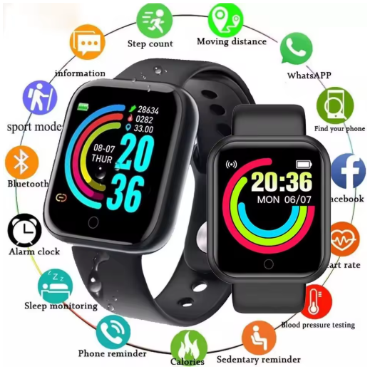 Relógio Inteligente y68 Esportivo Bluetooth Android/iOS - Com foto Na Tela - Smartwatch D20